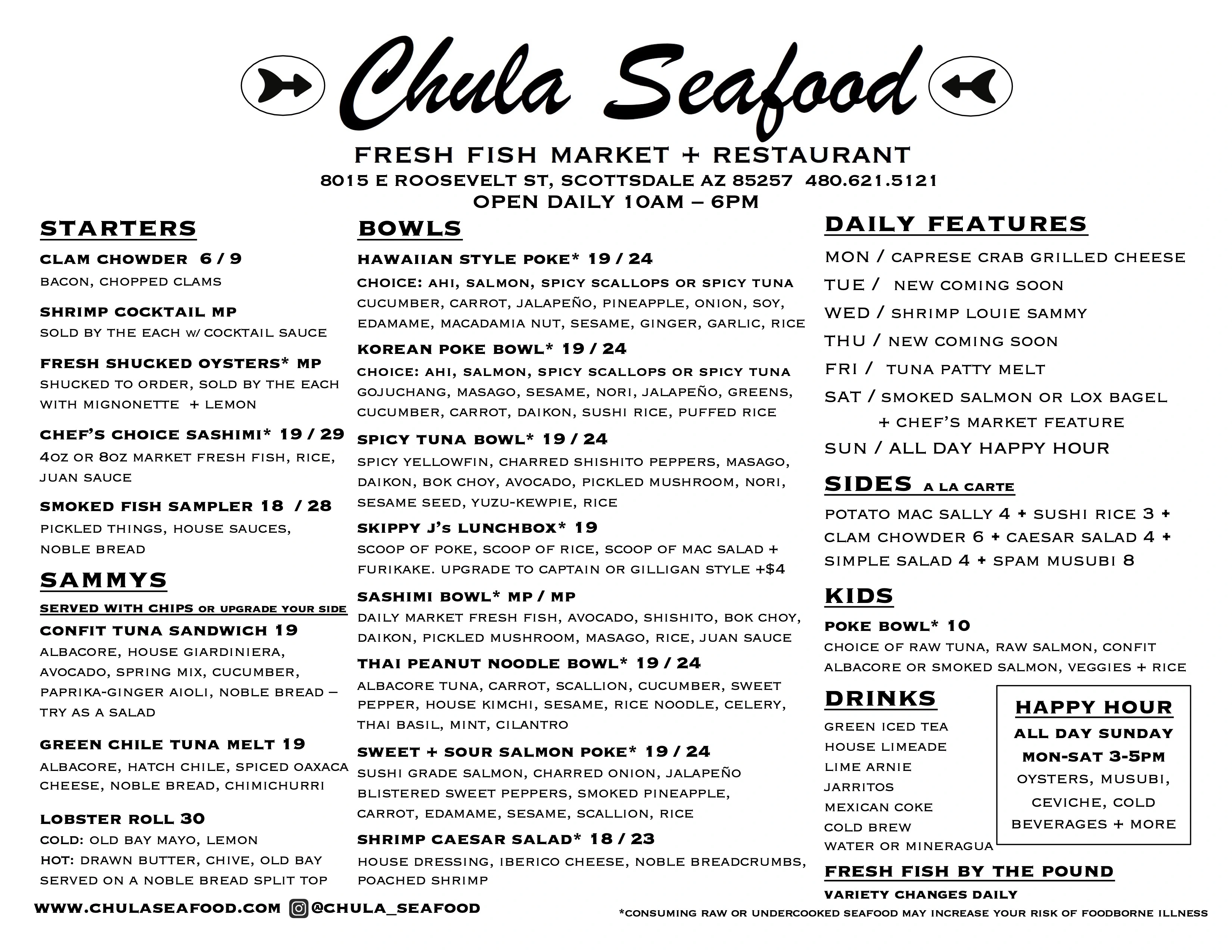 Chula Seafood Fresh Fish Market, Restaurant + Wholesale AZ + CA
